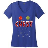 CHEST NUTS Matching Chestnuts Funny Christmas Couples Women's V-Neck T-Shirt