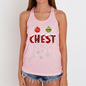 CHEST NUTS Matching Chestnuts Funny Christmas Couples Women's Knotted Racerback Tank