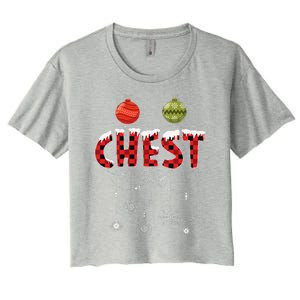 CHEST NUTS Matching Chestnuts Funny Christmas Couples Women's Crop Top Tee