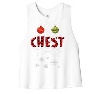 CHEST NUTS Matching Chestnuts Funny Christmas Couples Women's Racerback Cropped Tank