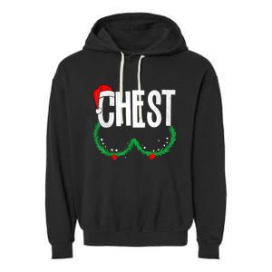 Chest Nuts Matching Chestnuts Funny Christmas Couples Chest Garment-Dyed Fleece Hoodie