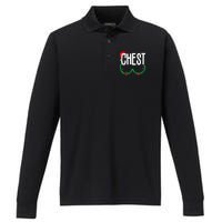 Chest Nuts Matching Chestnuts Funny Christmas Couples Chest Performance Long Sleeve Polo