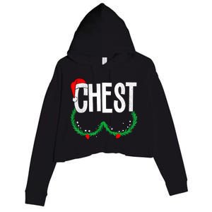 Chest Nuts Matching Chestnuts Funny Christmas Couples Chest Crop Fleece Hoodie