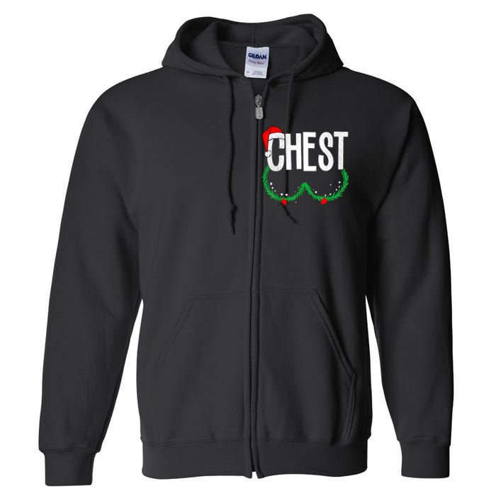 Chest Nuts Matching Chestnuts Funny Christmas Couples Chest Full Zip Hoodie