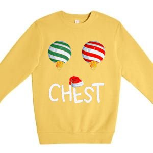 Chest Nuts Matching Funny Christmas Couples Chestnuts Chest Premium Crewneck Sweatshirt