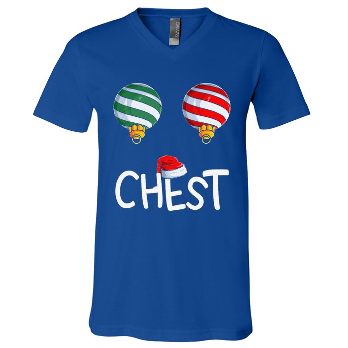 Chest Nuts Matching Funny Christmas Couples Chestnuts Chest V-Neck T-Shirt