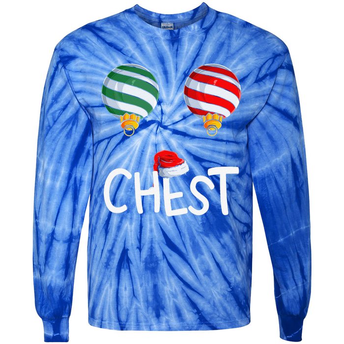 Chest Nuts Matching Funny Christmas Couples Chestnuts Chest Tie-Dye Long Sleeve Shirt