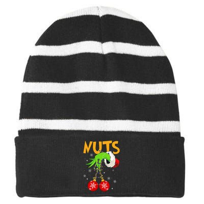 Chest Nuts Matching Chestnuts Christmas Snow Striped Beanie with Solid Band