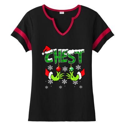 Chest Nuts Matching Chestnuts Christmas Snow Couples Ladies Halftime Notch Neck Tee