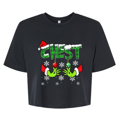 Chest Nuts Matching Chestnuts Christmas Snow Couples Bella+Canvas Jersey Crop Tee