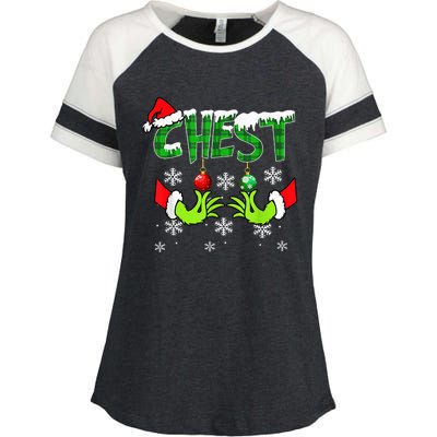 Chest Nuts Matching Chestnuts Christmas Snow Couples Enza Ladies Jersey Colorblock Tee