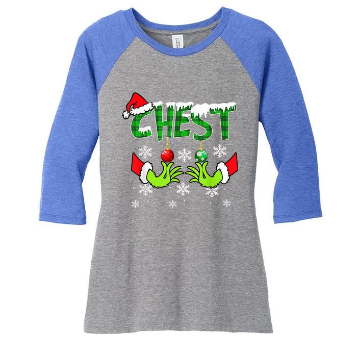 Chest Nuts Matching Chestnuts Christmas Snow Couples Women's Tri-Blend 3/4-Sleeve Raglan Shirt