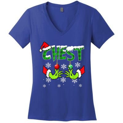 Chest Nuts Matching Chestnuts Christmas Snow Couples Women's V-Neck T-Shirt