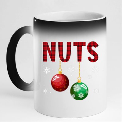 Chest Nuts Matching Chestnuts Funny Christmas Couples Nuts 11oz Black Color Changing Mug