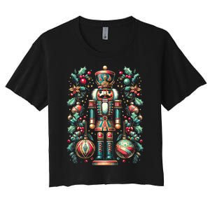 Christmas Nutcracker Merry Christmas Xmas Morning Holiday Women's Crop Top Tee