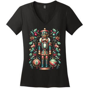 Christmas Nutcracker Merry Christmas Xmas Morning Holiday Women's V-Neck T-Shirt