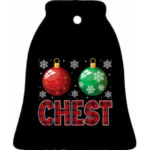 Chest Nuts Matching Chestnuts Funny Christmas Couples Chest Ceramic Bell Ornament