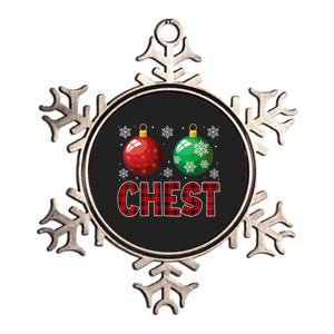 Chest Nuts Matching Chestnuts Funny Christmas Couples Chest Metallic Star Ornament