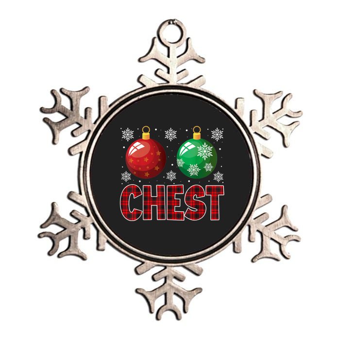 Chest Nuts Matching Chestnuts Funny Christmas Couples Chest Metallic Star Ornament