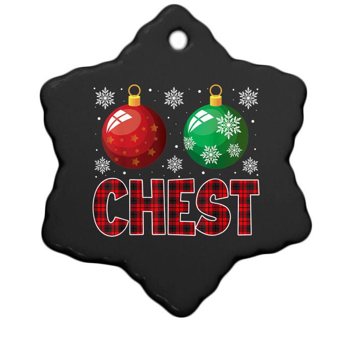 Chest Nuts Matching Chestnuts Funny Christmas Couples Chest Ceramic Star Ornament