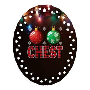 Chest Nuts Matching Chestnuts Funny Christmas Couples Chest Ceramic Oval Ornament