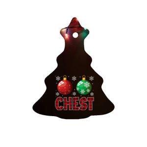 Chest Nuts Matching Chestnuts Funny Christmas Couples Chest Ceramic Tree Ornament