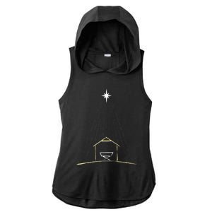 Christmas Nativity Manger Ladies PosiCharge Tri-Blend Wicking Draft Hoodie Tank