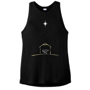 Christmas Nativity Manger Ladies PosiCharge Tri-Blend Wicking Tank