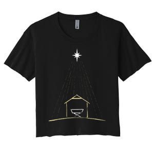 Christmas Nativity Manger Women's Crop Top Tee