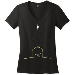 Christmas Nativity Manger Women's V-Neck T-Shirt