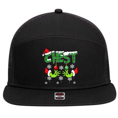 Chest Nuts Matching Chestnuts Christmas Snow Couples 7 Panel Mesh Trucker Snapback Hat