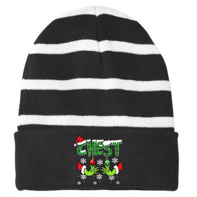 Chest Nuts Matching Chestnuts Christmas Snow Couples Striped Beanie with Solid Band