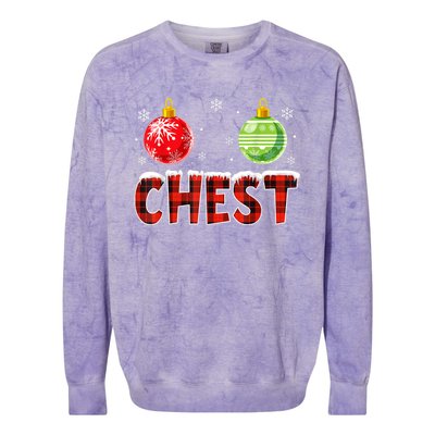 Chest Nuts Matching Chestnuts Funny Christmas Couples Chest Colorblast Crewneck Sweatshirt