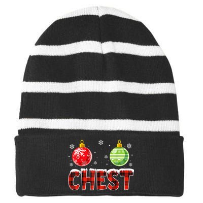 Chest Nuts Matching Chestnuts Funny Christmas Couples Chest Striped Beanie with Solid Band