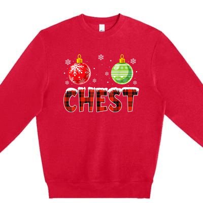 Chest Nuts Matching Chestnuts Funny Christmas Couples Chest Premium Crewneck Sweatshirt