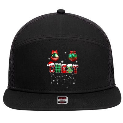 Chest Nuts Matching Chestnuts Funny Christmas Couples 7 Panel Mesh Trucker Snapback Hat