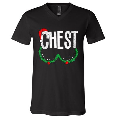 Chest Nuts Matching Chestnuts Funny Christmas Couples Chest V-Neck T-Shirt