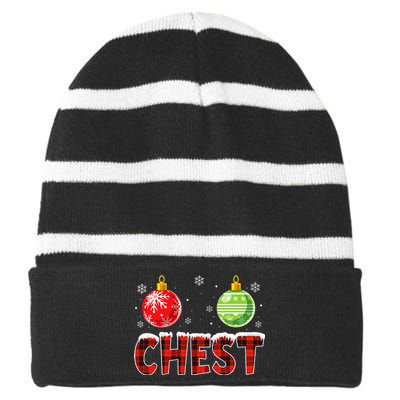 Chest Nuts Matching Chestnuts Christmas Couples Striped Beanie with Solid Band