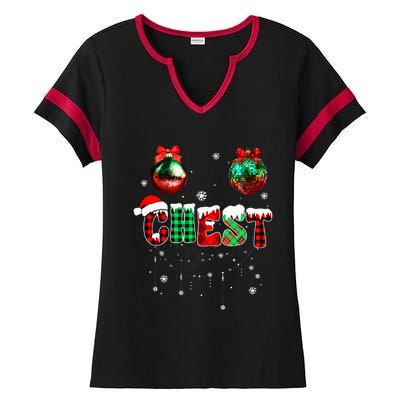 Chest Nuts Matching Chestnuts Funny Christmas Couples Ladies Halftime Notch Neck Tee