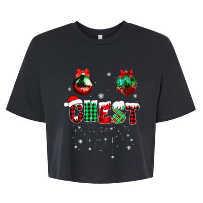 Chest Nuts Matching Chestnuts Funny Christmas Couples Bella+Canvas Jersey Crop Tee