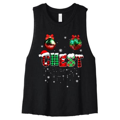 Chest Nuts Matching Chestnuts Funny Christmas Couples Women's Racerback Cropped Tank