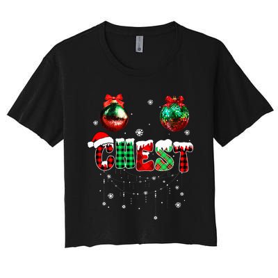 Chest Nuts Matching Chestnuts Funny Christmas Couples Women's Crop Top Tee