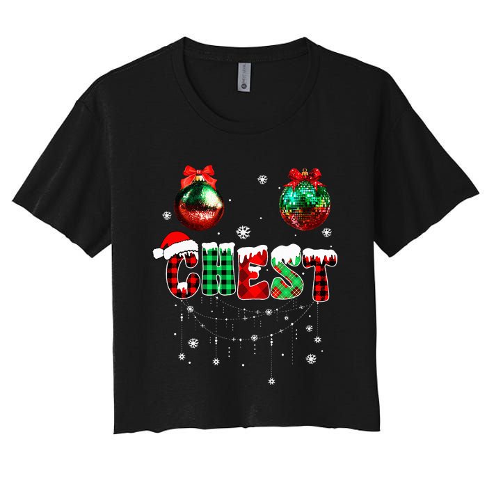 Chest Nuts Matching Chestnuts Funny Christmas Couples Women's Crop Top Tee