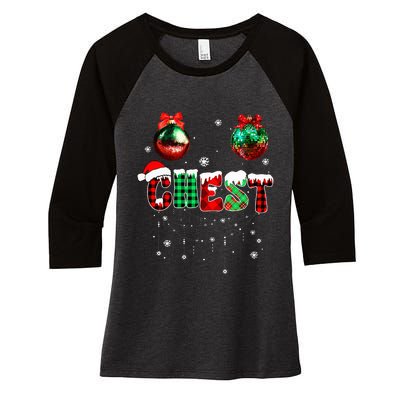 Chest Nuts Matching Chestnuts Funny Christmas Couples Women's Tri-Blend 3/4-Sleeve Raglan Shirt