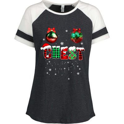 Chest Nuts Matching Chestnuts Funny Christmas Couples Enza Ladies Jersey Colorblock Tee