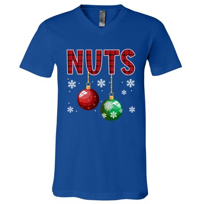 Chest Nuts Matching Chestnuts Funny Christmas Couples Xmas Meaningful Gift V-Neck T-Shirt