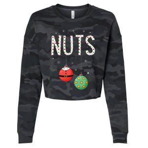 Chest Nuts Matching Funny Christmas Couples Chestnuts Nuts Cropped Pullover Crew