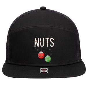 Chest Nuts Matching Funny Christmas Couples Chestnuts Nuts 7 Panel Mesh Trucker Snapback Hat