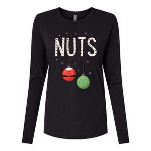 Chest Nuts Matching Funny Christmas Couples Chestnuts Nuts Womens Cotton Relaxed Long Sleeve T-Shirt