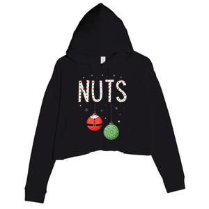 Chest Nuts Matching Funny Christmas Couples Chestnuts Nuts Crop Fleece Hoodie